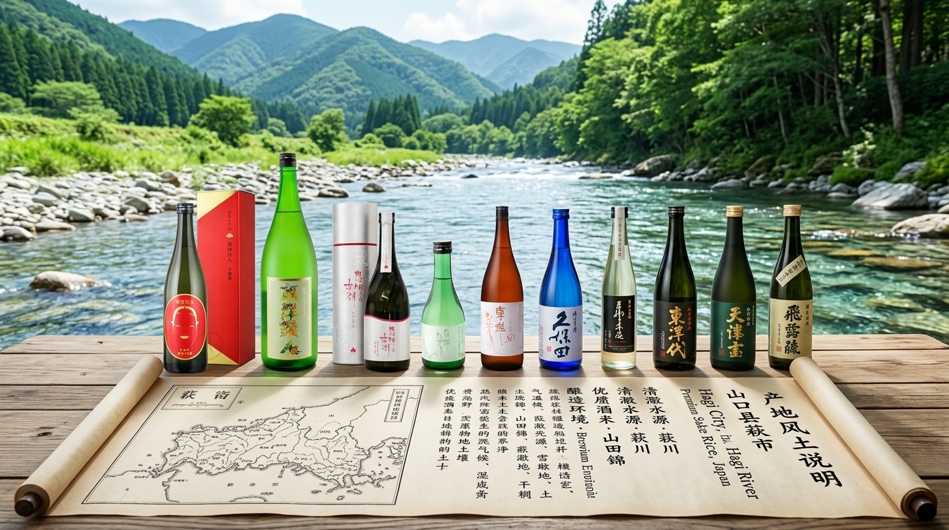 東洋美人清酒產地風土展示,呈現釀造酒米與純淨水源的自然環境。